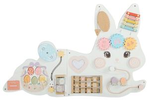 AIYAPLAY Busy Board Montessori in Legno da Parete per Bambini 1.5-6 Anni a Tema Coniglietto Pasquale, Bianco | Aosom Italy