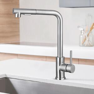 Rubinetto da cucina a 360° - Miscelatore per cucina - Tubo estensibile - Acciaio inossidabile - 2 getti - Include tubo e guanti