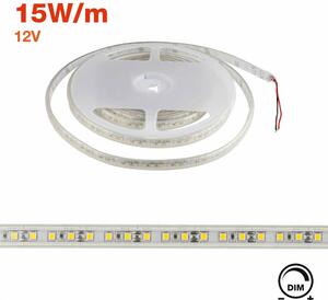 Striscia LED 2835/120 - IP65 - 15W/m - 5m - 12V Colore Bianco Caldo 2.700K