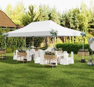 Costway Gazebo pop-up con 6 pareti laterali e ingressi con cerniera, Gazebo istantaneo portatile per festa e picnic 3 x 6 m Bianco