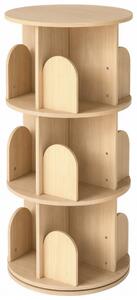 AIYAPLAY Libreria Girevole per Bambini a 3 Livelli, Angoli Arrotondati, 46x46x97 cm, Color Legno | Aosom Italy