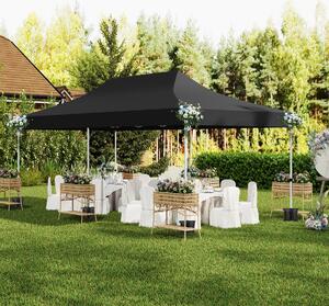 Costway Gazebo pop-up con 6 pareti laterali e ingressi con cerniera, Gazebo istantaneo portatile per festa e picnic 3 x 6 m Nero