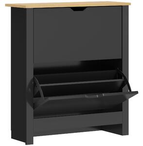 HOMCOM Scarpiera Moderna per 12 Paia Max con 2 Cassetti Regolabili e Rimovibili, in Legno, 72x26x80 cm, Nero | Aosom Italy