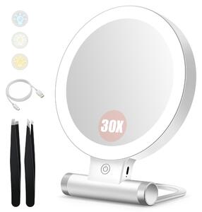 Solidchoice - Specchio da tavolo a due facce, ingrandente, per trucco e cosmetici - Bianco, 30x