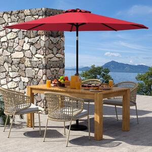Costway Ombrellone da esterno con manovella 8 stecche robuste, Ombrellone da giardino 300 cm Rosso