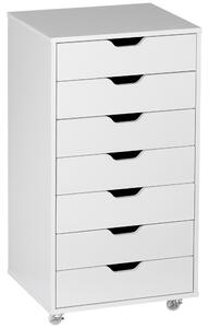 Vinsetto Schedario da Ufficio con 7 Cassetti, Ruote a Freno, Cassettiera Scrivania per Lettera/Formato A4/Legale, Bianco | Aosom Italy