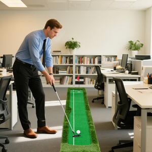 Costway Tappetino da golf per interno ed esterno, Tappeto di pratica da golf con erba sintetica Verde
