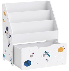 AIYAPLAY Libreria per bambini con cassetto mobile, 3 ripiani, 3-8 anni, bianco | Aosom Italy