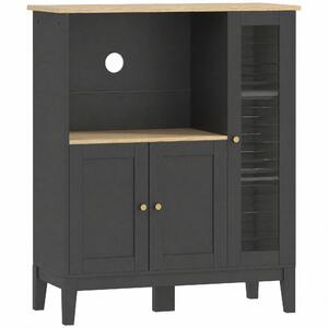HOMCOM Mobile Microonde con Armadietto Inferiore e 3 Ripiani Laterali con Anta in Vetro, in Legno, 80x35x97 cm, Nero | Aosom Italy