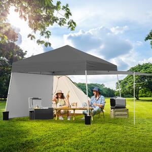 Costway Tenda gazebo con pareti laterali convertibili in tenda da sole, Rifugio solare da esterno pieghevole Grigio