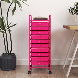Costway Carrello cassettiera multiuso da cucina, Carrello laterale con 10 cassetti 33 x 37 x 86 cm Rosa