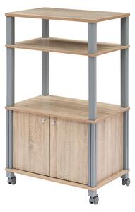 Costway Carrello da cucina con ripiani e armadietto, Carrello portavivande per microonde 60 x 40 x 98 cm Naturale
