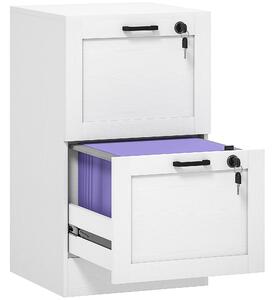 HOMCOM Cassettiera Portadocumenti a 2 Cassetti con Serrature e Spazio per Stampante, in Legno, 40x40x71 cm, Bianco | Aosom Italy