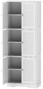 HOMCOM Armadio Bagno Alto Salvaspazio con Ante a Persiana, Bianco | Aosom Italy