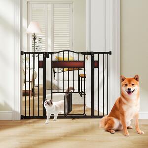 Costway Cancello per cani espandibile in metallo per ingressi con porta piccola, Cancello per animali extra largo Nero