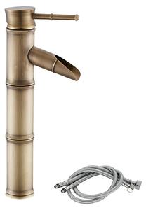 Omgoods - Miscelatore per lavabo in ottone antico - Rubinetto a cascata monocomando