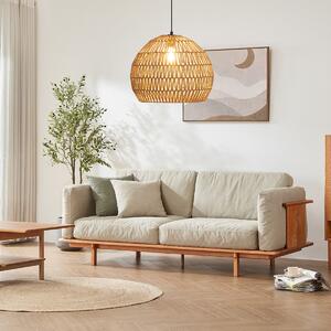 Costway Lampada a sospensione intrecciata in carta per cucina camera da letto, Lampadario boho con altezza regolabile Marrone