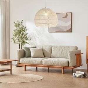 Costway Lampada a sospensione intrecciata in carta per cucina camera da letto, Lampadario boho con altezza regolabile Beige
