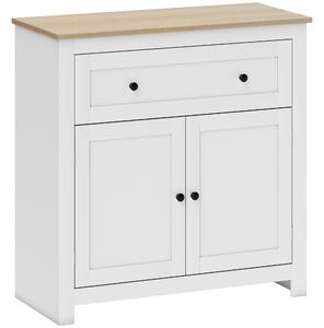 HOMCOM Credenza Cucina con Cassetto e Armadietto con Ripiano Regolabile, in Legno, 78.5x35x80 cm, Bianco | Aosom Italy