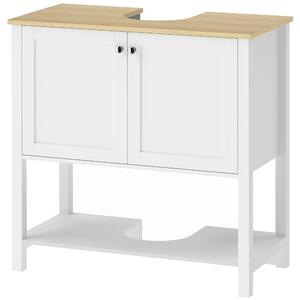 HOMCOM Mobile Sottolavabo da Bagno con 2 Ante e Ripiano Aperto, Bianco | Aosom Italy