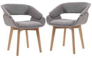 HOMCOM Set 2 Sedie da Pranzo Ergonomiche in Tessuto Grigio Chiaro | Aosom Italy
