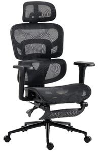 HOMCOM Sedia Ufficio Ergonomica Reclinabile Con Poggiapiedi E Supporto Lombare Nero | Aosom Italy