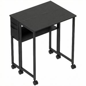 HOMCOM Scrivania Pieghevole con Ripiano Aperto e Tasca Laterale, in Legno e Acciaio, 63x50x75 cm, Nero | Aosom Italy