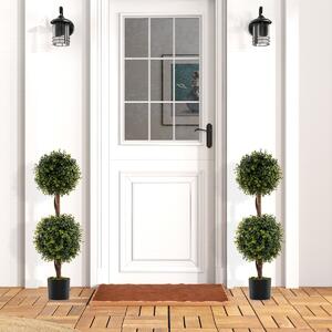 Costway Muschio naturale e vaso stabile riempito di cemento per decorazione interna, Set di 2 alberi artificiali con tronco solido da 90 cm Verde