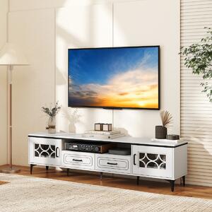 Costway Mobile TV in legno per televisori fino a 80" consolle media per soggiorno, Mobile TV centro di intrattenimento da 180,5 cm Bianco