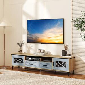 Costway Mobile TV in legno per televisori fino a 80" consolle media per soggiorno, Mobile TV centro di intrattenimento da 180,5 cm Blu