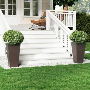 Costway Vasi da fiori auto-irriganti da 57 cm con secchio interno rimovibile e fori di drenaggio, Set di 2 vasi quadrati ed esterno per casa Marrone