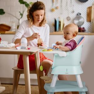 Costway Seggiolone per neonati con imbracatura a 5 punti cuscino rimovibile, Seggiolone per bambini convertibile Colorato