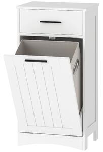 HOMCOM Mobile Portabiancheria con Cassetto e Scomparto a Ribalta, per Lavanderia e Bagno, 42x30x82 cm, Bianco | Aosom Italy