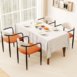 Costway Sedie da cucina rivestite in pelle sintetica con sedile imbottito, Sedia da pranzo set di 2 sedie da pranzo moderne Arancione