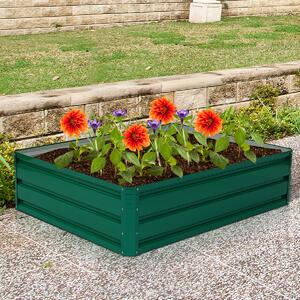 Costway Letto da giardino rialzato in acciaio fioriera in metallo, Telaio per letto da giardino in metallo da esterno Verde Scuro