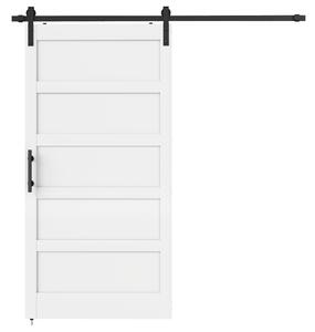 HOMCOM Porta Scorrevole Esterna Muro 106.7x213.4 cm, Porta da Interno Stile Industriale Shaker, Silenziosa, Impermeabile, Bianco | Aosom Italy