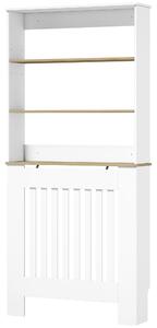 HOMCOM Copritermosifoni a Doghe a 3 Ripiani, Copri Termosifone Moderno in MDF per Soggiorno, 78x19x165 cm, Bianco | Aosom Italy