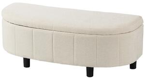HOMCOM Panca Contenitore Semicircolare in Ciniglia 118x45x44cm, Seduta Imbottita 2 Posti, Coperchio Sollevabile, Crema | Aosom Italy