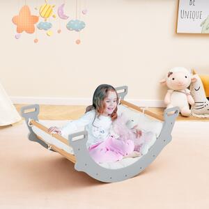 Costway Arco di arrampicata a doppia faccia per bambini di 1+ anni, Dondolo ad arco 2 in 1 con morbido cuscino, Grigio
