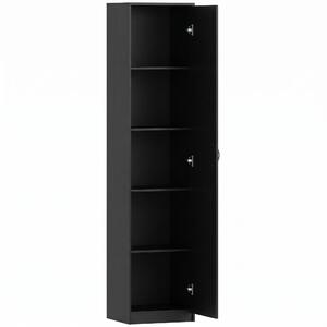HOMCOM Armadio da Cucina Slim a 5 Ripiani con Spazio Interno Regolabile, in Legno, 40x35x180 cm, Nero | Aosom Italy