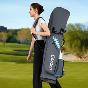 Costway Organizzatore portatile per mazze da golf con tasca frigo per uomo e donna, Borsa da golf per carrello con 14 scomparti Grigio