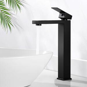 Omgoods - Miscelatore per lavabo nero, alto, in acciaio inossidabile, 295 mm