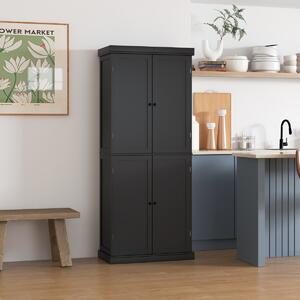 Costway Dispensa da cucina a 4 ante con 6 ripiani 2 ripiani regolabili, Mobile credenza alto 184,5cm per sala da pranzo Nero
