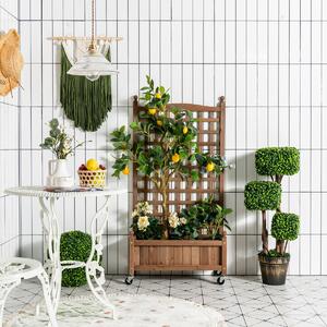 Costway Fioriera in legno massiccio con alto traliccio per verdure, Portapiante per giardino con ruote bloccabili Naturale