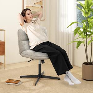 Costway Sedia da ufficio a gambe incrociate con altezza regolabile rotazione a 360°, Sedia da ufficio senza braccioli da lavoro per studio Grigio chiaro
