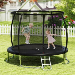 Costway Trampolino da esterno 366 cm con rete di sicurezza e scala, Trampolino ricreativo pesante per bambini e adulti Nero