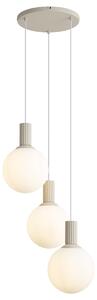 Lampada a sospensione scandinava beige con vetro opalino 3 luci - Polly