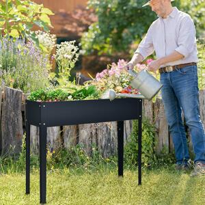 Costway Fioriera rialzata con 2 fori di drenaggio per frutta verdura fiori, Fioriera galvanizzata per interno ed esterno Grigio scuro