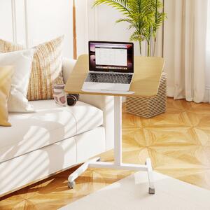 Costway Tavolo pieghevole per laptop su ruote con piano inclinabile a 90°, Tavolino regolabile in altezza Naturale