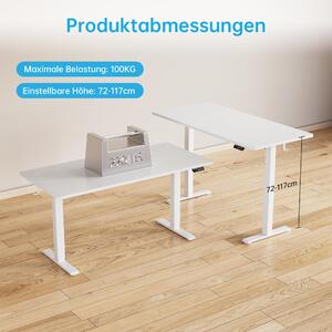 Scrivania elettrica regolabile con motore, dimensioni 120x60 cm, scrivania per lavoro in piedi, colore bianco